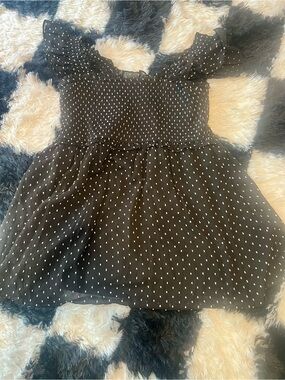 Black Motherhood Smocked Polka Dot Ruffled Babydoll Maternity Top